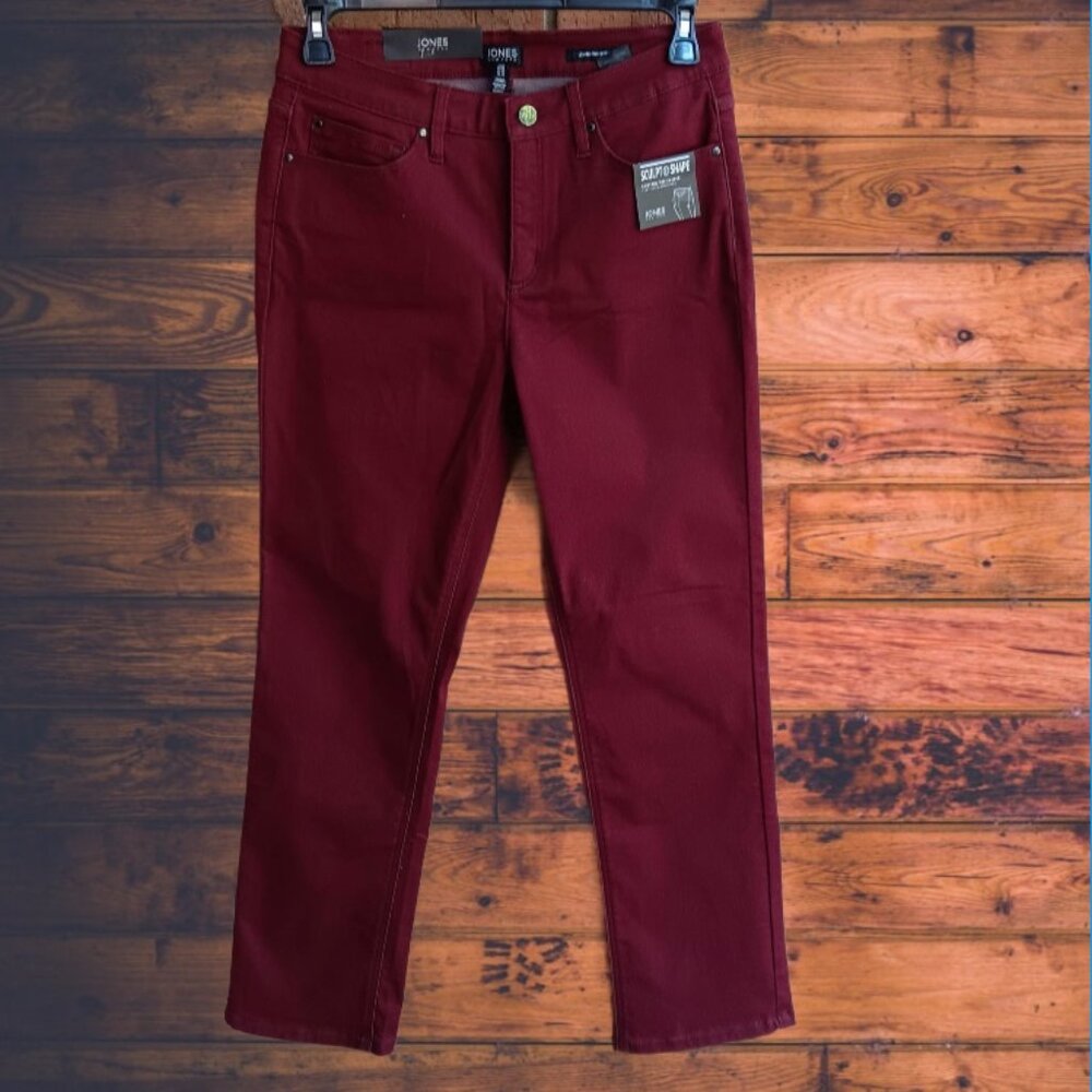 Jones New York Lexington Straight Jeans Womens High Rise Stretch Size 10